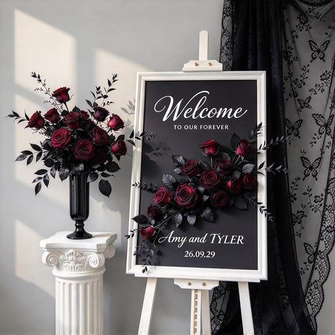 Artificial Silk Roses, 24Pcs Black Burgundy Flowers, Handmade